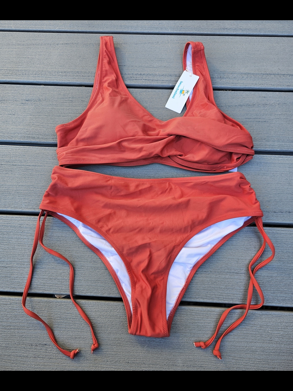Black Twist Front Drawstring Side Bikini Set